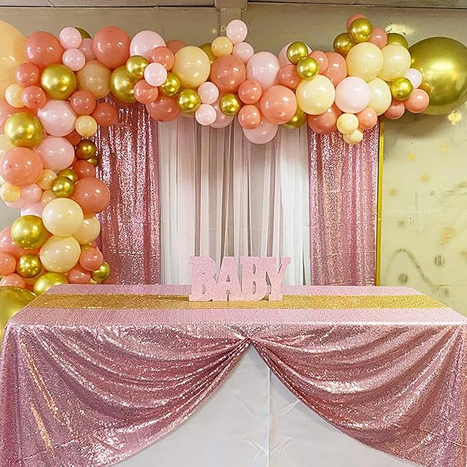 B-COOL Pink Sequin Curtains Fuchsia Glitter Backdrop Curtain Panels 2 Panels 2FTx8FT Backdrop for Baby Shower Wedding Girls Party Sweetheart Birthday Decorations