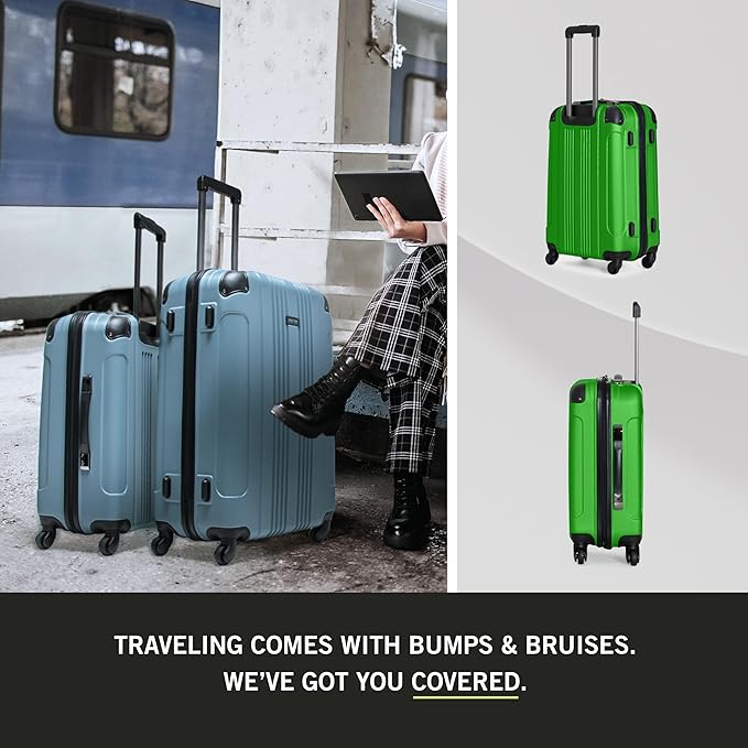 Kenneth Cole REACTION Out of Bounds Lightweight Hardshell 4-Wheel Spinner Luggage, Kelly Green, 20-Inch Carry On