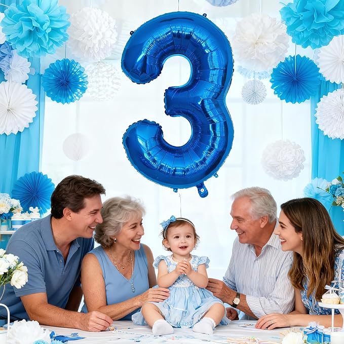 Smlpuame 40 Inch Navy Blue 2 Balloon for 2nd Birthday Party, Blue Two Number Balloon 12 21 22 Birthday Decorations for Boys Girls Men Women, Helium Giant Foil Number 2 Balloon