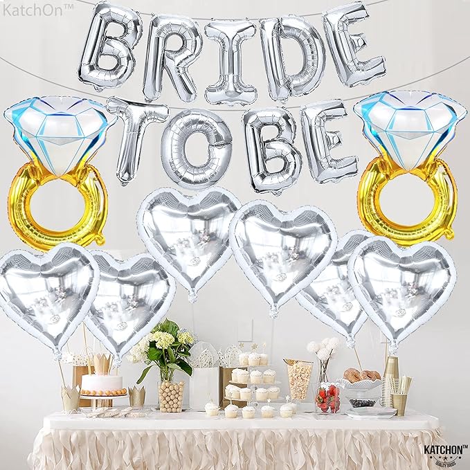KatchOn, Silver Bride To Be Balloons Set - Pack of 17 | Bride Balloons for Bachelorette Party Decorations, Bride To Be Decorations | Bachelorette Balloons for Bridal Shower Decorations Bridal Sign