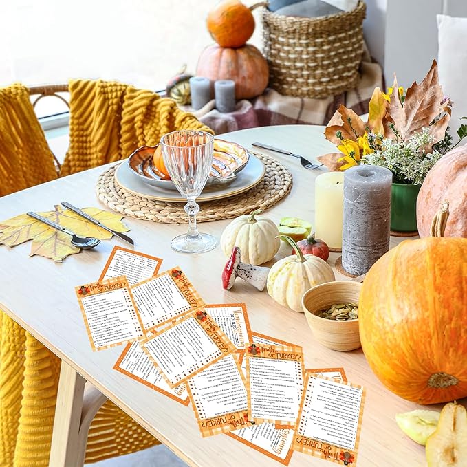 COCHIE 30 Players Thanksgiving Games for Family Party Adults Office Large Groups, Truth or Turkey Games, Autumn Riddles Game, Fall Classroom Activities with Answer Key (Thanksgiving C)