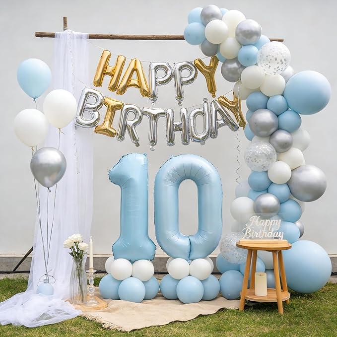 40 In Matte Blue Number Balloons Helium Foil Mylar Balloon Birthday Party banquet Decoration Digital 10
