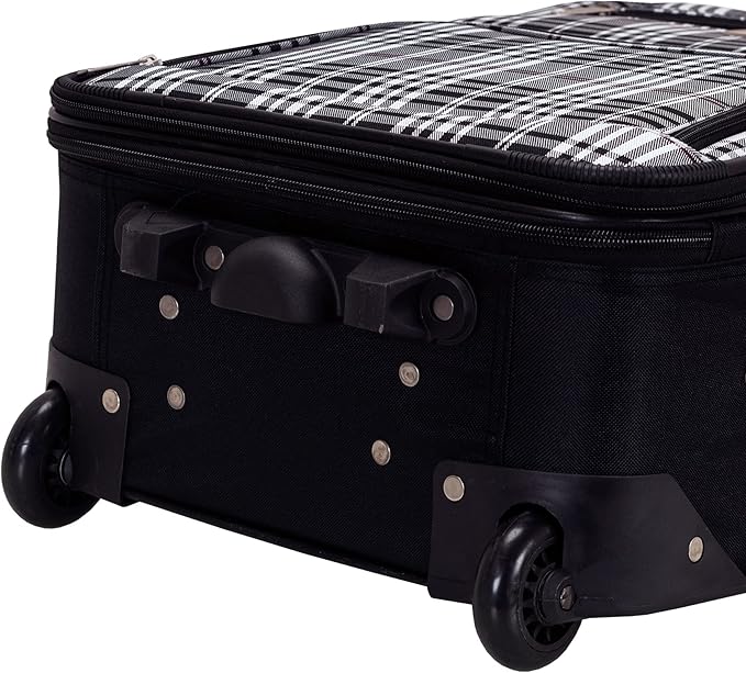Rockland Fashion Softside 2 Piece Luggage Set, Expandable, (14" Tote/19" Upright), Black Cross