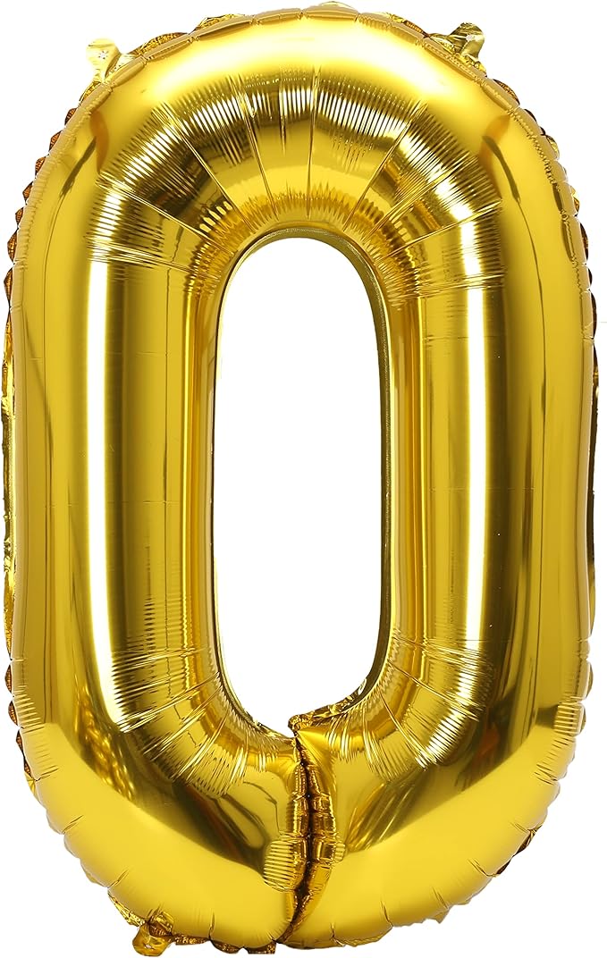 YPSelected 32 Inch Large Foil Helium Number Balloon Birthday Wedding Party 0-9 (Gold, 0)