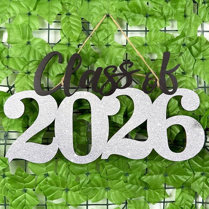 Graduation Decorations 2026 Wood Sign Sliver Class of 2026 Photo Props for College High School Graduation Party Supplies