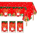 3 Pcs Plastic Christmas Tablecloths, 54*108 Inch Disposable Tablecloths with Santa Claus & Reindeer Pattern for Rectangle Tables, Merry Christmas Party Decoration (3 Pack)