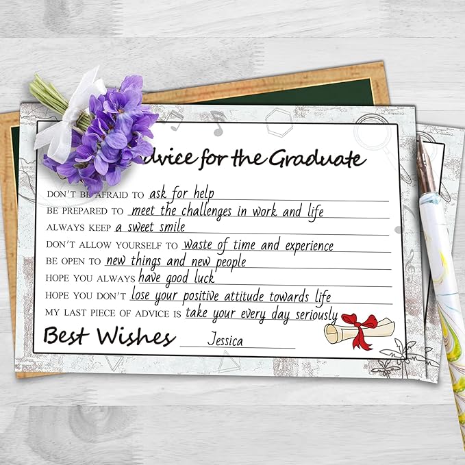 Graduation Wish & Advice Cards - 50PCs Graduate Party Supplies Advice Card for Class of 2026 Graduations Party, Graduation Favors Cardes for High School/College/Senior School
