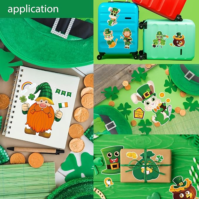 24 Sheets St. Patrick's Day Stickers, Make a Face Sticker for Kids Make Your Own Lucky Shamrock Irish Stickers St. Patricks Day Craft Party Favor Decorations