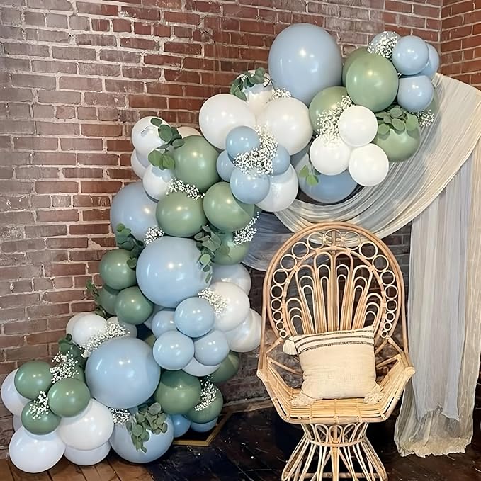 Pale Aqua Balloons Arch Blue Balloons Garland Light Dusty Fog Mist Blue Balloon Different Sizes 5 10 12 18inch Helium Latex Balloon Boho Birthday Party Decoration Wedding Baby Shower Graduation