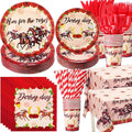 Ceenna 452 Pcs Derby Day Party Supplies for 50 Guests, Run for the Roses Derby Paper Plates Napkins Cups Tablecloth Cutlery Straw Disposable Tableware for Horse Racing Day Party Decorations