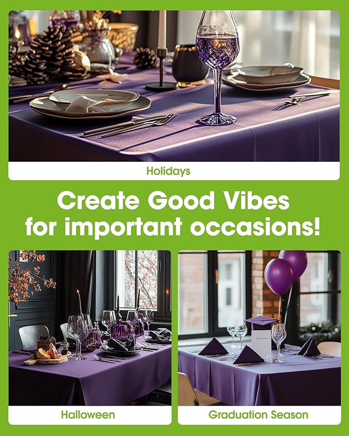 Pureegg Plastic Table Cloth Disposable 8 Pack, 54 x 108 Inch Table Cloths, Graduation Decorations Class of 2026, Graduation Party Tablecloths, Rectangle, Plastic Cover, Leakproof & Sturdy, Purple