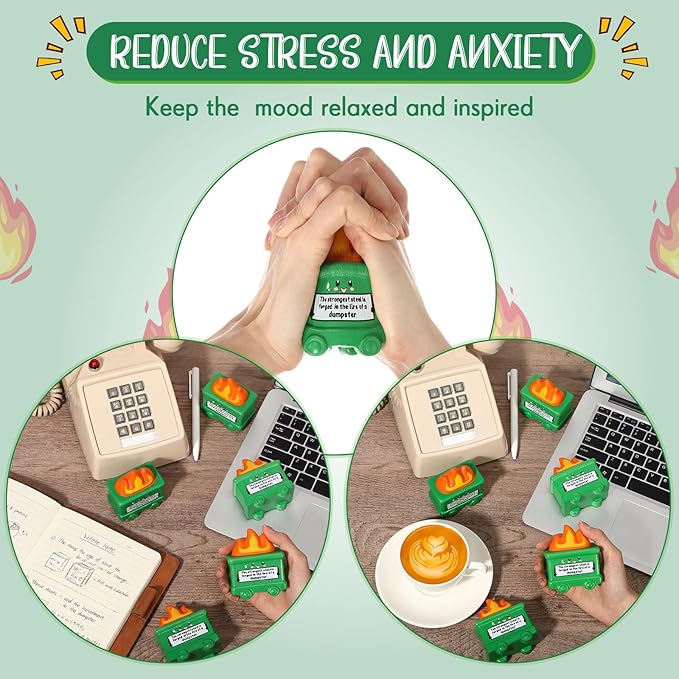 5 Pcs Dumpster Stress Balls Funny Motivational Stress Relief Balls Inspirational Emotional Relief Squeeze Fidget Toys for Adults Office Employee Coworker Staff Volunteer Teacher Team Gift