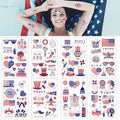 4th of July Temporary Tattoos, Metallic USA Fourth of July Patriotic Tattoos | American Flag Red White and Blue Face Tattoo Stickers, Independence Day Memorial Day Party Accessories Decoration