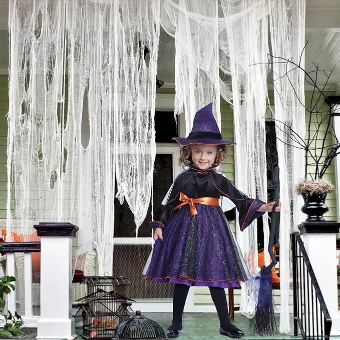 Halloween Creepy Cloth - 1 Pack White- 315x85 Inch Cotton Gauze Fabric - DIY Spooky Decor for Haunted House, Spider Web, Ghost - Indoor Outdoor Halloween Party Decorations