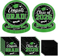 Graduation Decorations 2026 Graduation Party Plates and Napkins Set Black Green Class of 2026 Graduation Party Supplies for Congrats Grad Party Decor, Serve 50