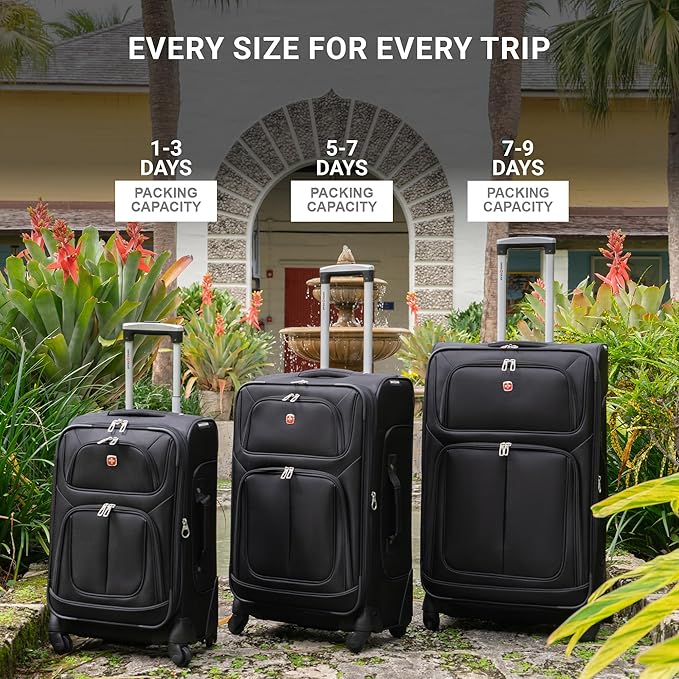 SWISSGEAR Sion Softside Expandable Spinner Luggage Durable Lightweight Travel Suitcase, Teal, Checked-Large 29-Inch