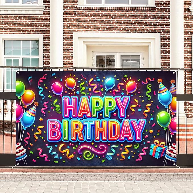 Nuxovilar Happy Birthday Banner Polyester 43x70.86 Inches Large Happy Birthday Banner for Kids Party Home Decoration Small Celebration