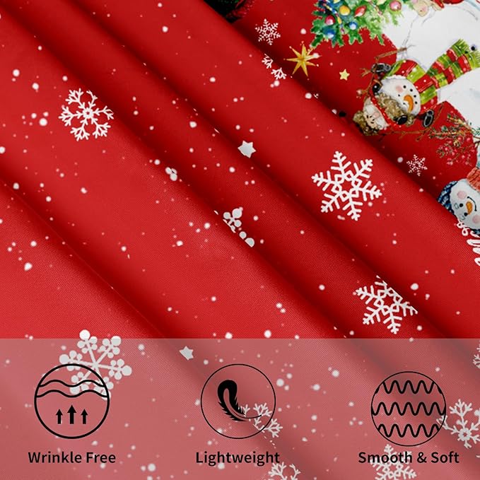 Christmas Tablecloth Round 60 Inch Red Winter Snowman Snowflake Table Cloth Farmhouse Xmas Tree Snow Table Cover for Kitchen Dinner Room Holiday Party Indoor Outdoor Home Christmas Decor
