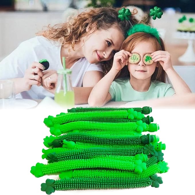 36 Pack St Patrick's Day Stretchy Strings Sensory Fidget Toys Pack Autism Toys Great for Kids Girls Boys Treat Bags Gifts Stress Relief Party Favors Decorations (St Patrick's Day)