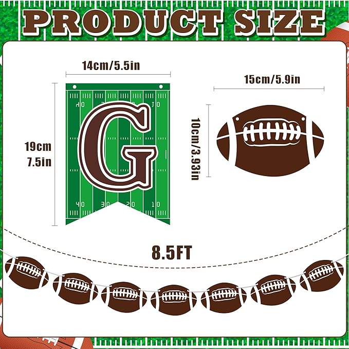 OHOME Football Party Decorations - Football Banner for Super Games Bowl - Hanging Party Favors Supplies for Indoor Home | Football Accessories Decor Backdrop for Birthday Party