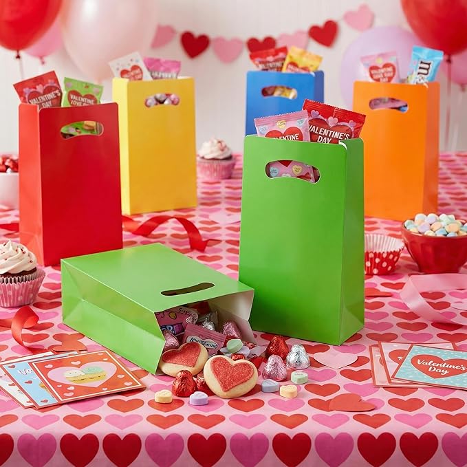 UnicoPak 16 Pack Green Party Favor Bags - 6×3×9” Premium Matte Green Goodie Bags for Pixel Gaming, Jungle Safari, St. Patrick's Day - Sturdy Paper Gift Bags with Handles, Customizable for Treats & Cookies