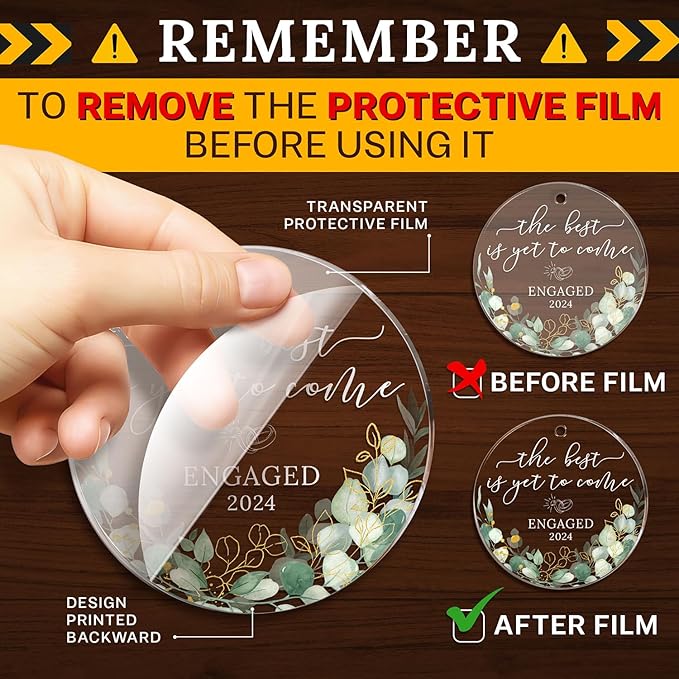 HEXMOZ Engagement Gifts for Couples – Engagement Gifts for Couples, Bride to Be, Women, Fiance, Her – Just Engaged Present, First Christmas Ornament 2025 Party Decoration (Engaged 7)