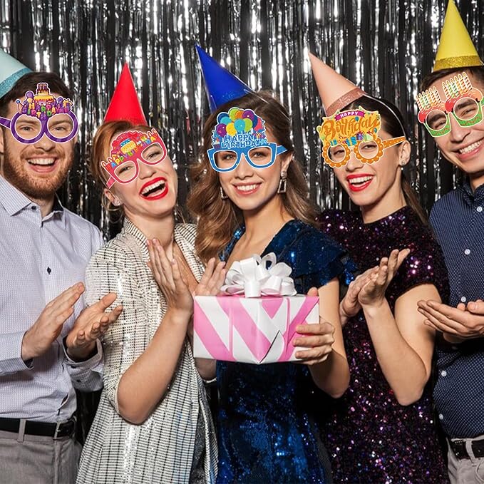 12PCS Happy Birthday Glasses, Birthday Party Paper Eyeglasses Photo Booth Props for Birthdays Party Supplies Decorations
