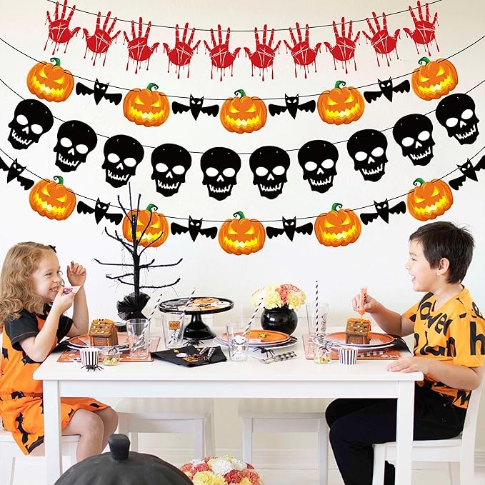 OHOME Halloween Decorations - 40 Pack Halloween Banner - Trunk or Treat Decorations for Indoor Outdoor - Halloween Garland for Door Wall - Hanging Halloween Decor Birthday Party Favors Supplies