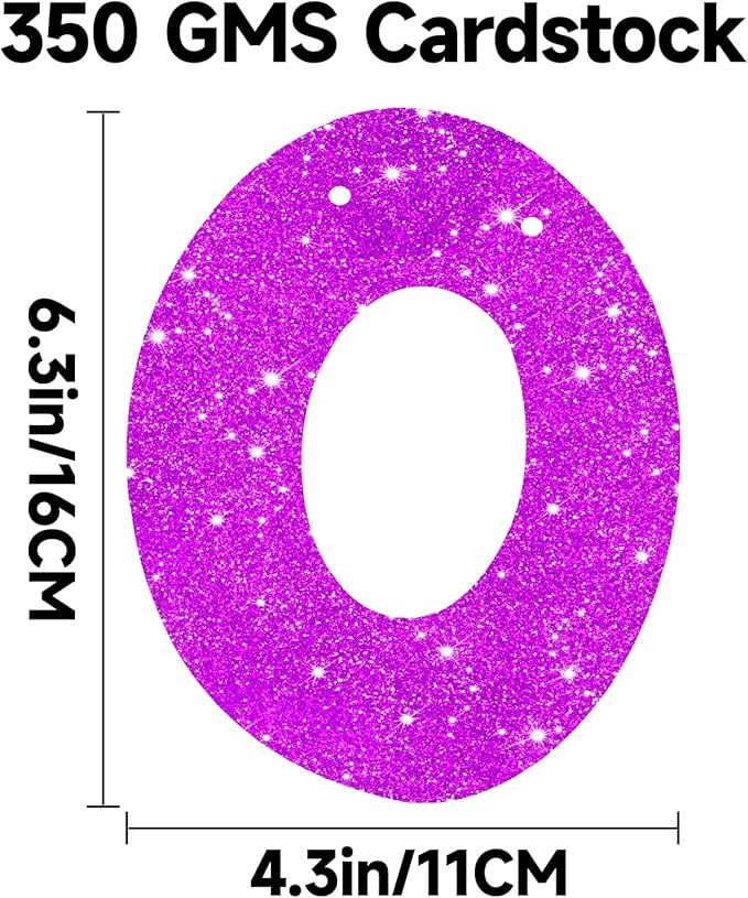 Pre-Strung Happy Birthday Banner Birthday Sign NO DIY Glitter Older Wiser Hotter Banner for Women Men 30th 40th 50th 60th 70th 80th Funny Purple Birthday Decorations (Purple)