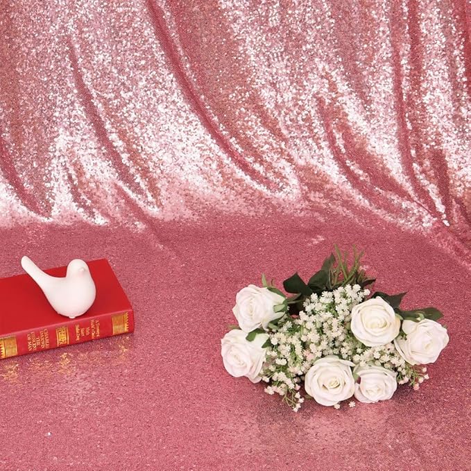 Juya Delight 6ft x 8ft Fuchsia Pink Sequin Backdrop Curtain, Shimmer Wall Backdrop Glitter Backdrop Curtain for Party Birthday Decoration