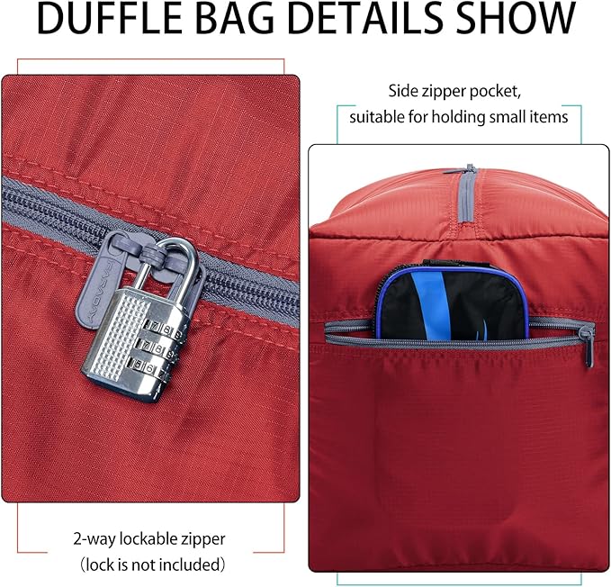 iFARADAY 2 Packs Foldable Duffel Bag 30" / 75L Lightweight with Water Rresistant for Travel