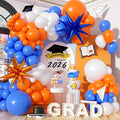 Blue and Orange Balloons Arch Kit, 121PCS Dark Blue and Orange White Balloons with Spikes Explosion Star Foil Balloon for Birthday Graduation Baby Shower Sport Basketball Party Decorations Supplies