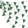 46Ft Green White Party Decorations Dark Green White Burlap Banner Triangle Pennant Flag Linen Garland Streamers for Master Golf Birthday Baby Shower Rustic Camping Jungle Golf Party Decorations