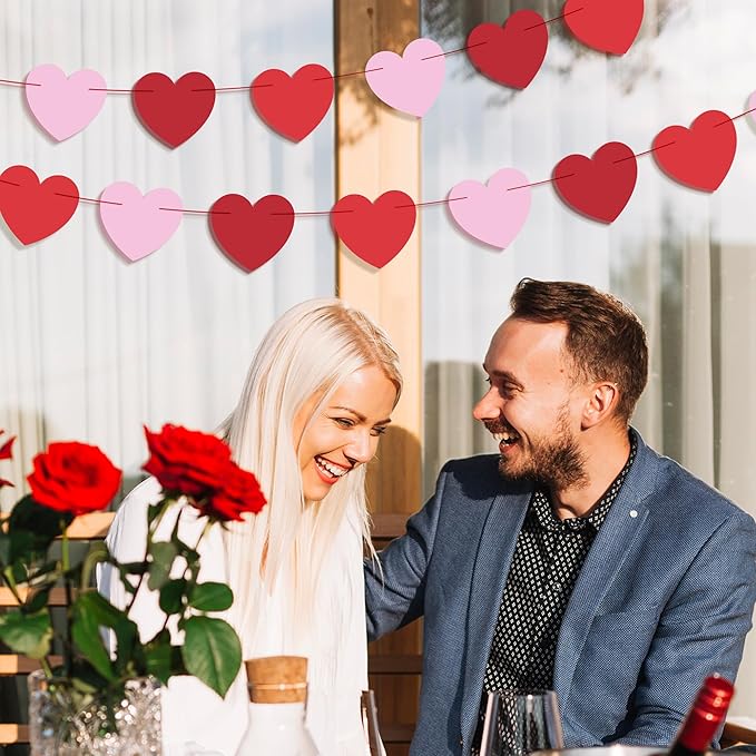 OHOME Valentines Day Decorations - Heart Valentines Garland - 40 Pack Valentine's Day Backdrop Banner Valentine's Day Accessories Party Favors for Door Wall Classroom School Home-Valentines Day Decor