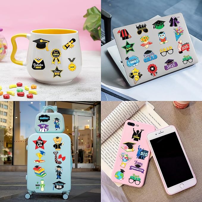 96 PCS Happy Graduation Grad Congrats Pre-Cut Temporary Tattoos for Kids | Super Cute Themed Birthday Party Favors, Supplies, Decorations, Fake Tattoo Stickers (Multiple)