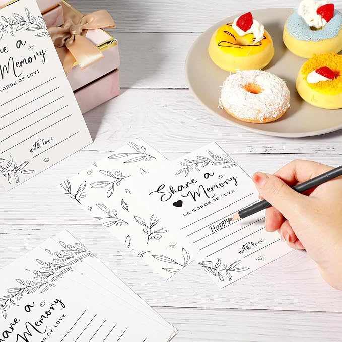 Pajean 50 Pcs Share a Memory Cards for Collections of Life, Memory Cards Box for Guest Ideas Funeral Graduation Wedding Bridal Shower Birthday Anniversary Retirement(White)