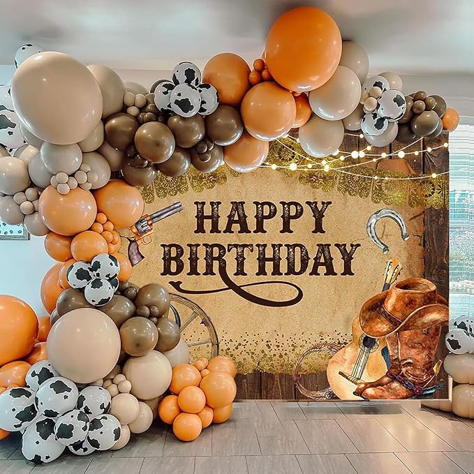 Mocsicka Western Backdrop Western Party Decorations Wild West Rodeo Cowboy Background Brown for Boys Birthday Party Supplies Banner for Photography (10x8ft(120x96 inch))