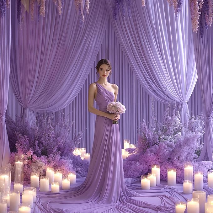 16x10FT Lavender Backdrop Curtains for Wedding Parties, Wrinkle Free Polyester Photography Backdrop Drapes for Wedding Baby Shower Birthday Parties Stage Background Stand Decorations 4x10ft,4 Panels