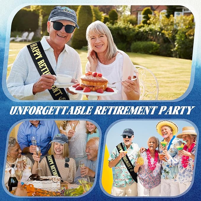 JaGely 3 Pcs Retirement Gifts for Men Retirement Party Accessories Retirement Sash Retirement Hat Retired Sunglasses for Men