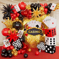 Casino Balloons Arch Kit - Latex Balloons, Dice Boxes, Full Deck of Big Pokers, Star, Crown Balloon Garland Kit for Birthday Anniversary Game Night Las Vegas Casino Theme Party Decorations