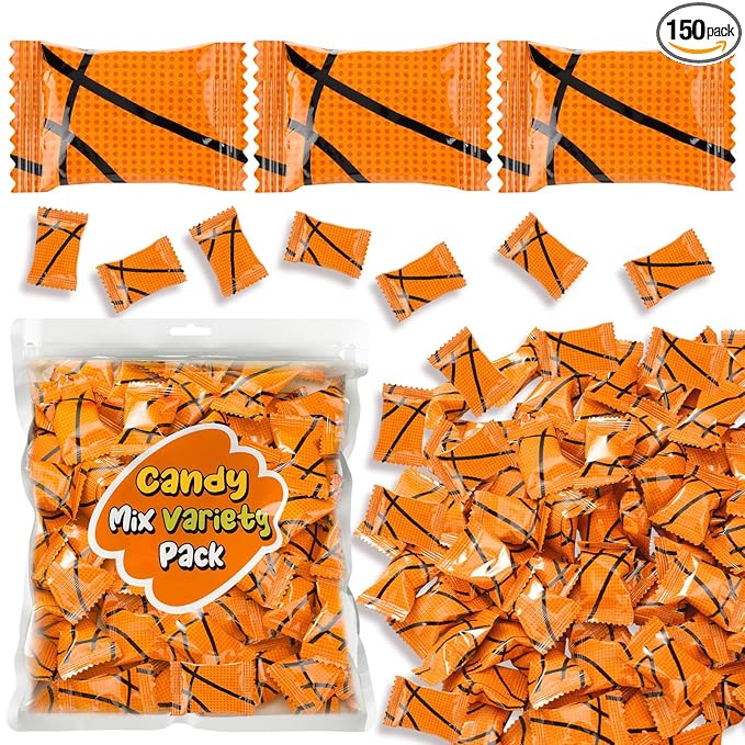 Naucoos Basketball Sports Candy, 26.5 oz. Bag - 150 Sports Candy for Team Gifts Party Supplies - Team Treats for Basketball Goodie Bags Stuffer, Individually Wrapped