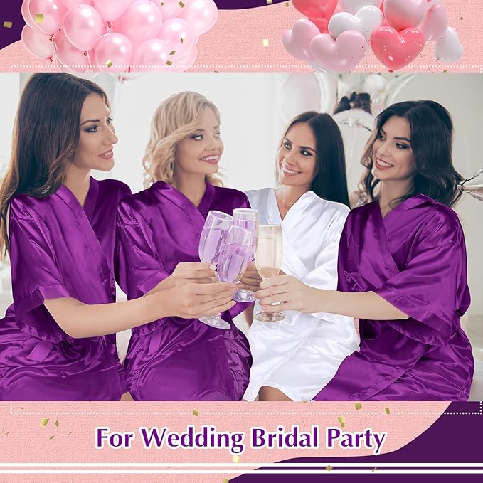 Panitay 42 Pcs Bridal Robes Sets Bride Robes Bridesmaids Proposal Gift Heart Sunglasses Champagne Flutes for Wedding Party