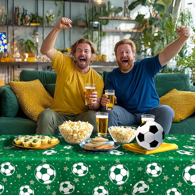 OQOQ Soccer Party Decorations Tablecloths (3 Packs), 108x54 Inches Soccer Birthday Party Decorations Game Plastic Table Cover for Sports Theme Party Supplies