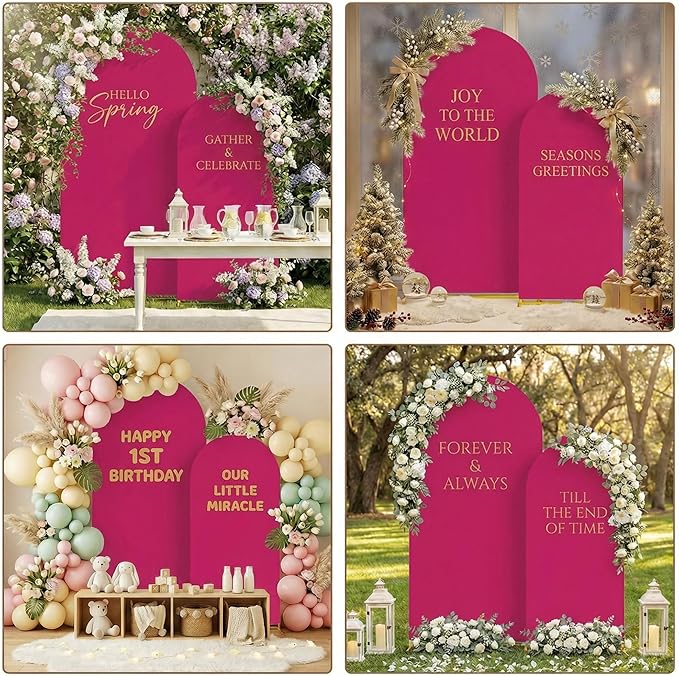 Metal Arch Backdrop Stand and Cover Set, 7.2FT, 6FT Party Backdrop, Easy to Assemble, Backdrop Stand for Parties, Birthday, Baby Shower
