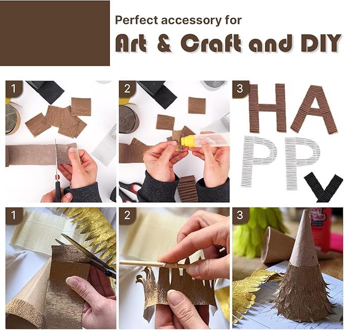 PartyWoo Brown Crepe Paper Streamers 4pcs 328ft Pack of Brown Crepe Paper for Wedding Birthday Baby Shower Engagement Anniversary New Year Eve Graduation Party Decorations(1.8 Inchx82 Ft/Roll)