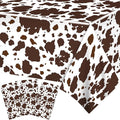 3 Pcs Cow Print Party Tablecloth, Cow Print Tablecovers Farm Animal Birthday Party Decorations Black and White Cows Prints Rectangle Disposable Plastic Table Covers,54 x 87In