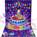 FaCraft 3D Pop Up Musical Birthday Cards for Women Men Kids - Large 7x7 Light Up Birthday Card with Music, Blowable LED Candle, 42s Vocal Song & Fiber Optic Stars with Envelope, Blank Insert, Seal