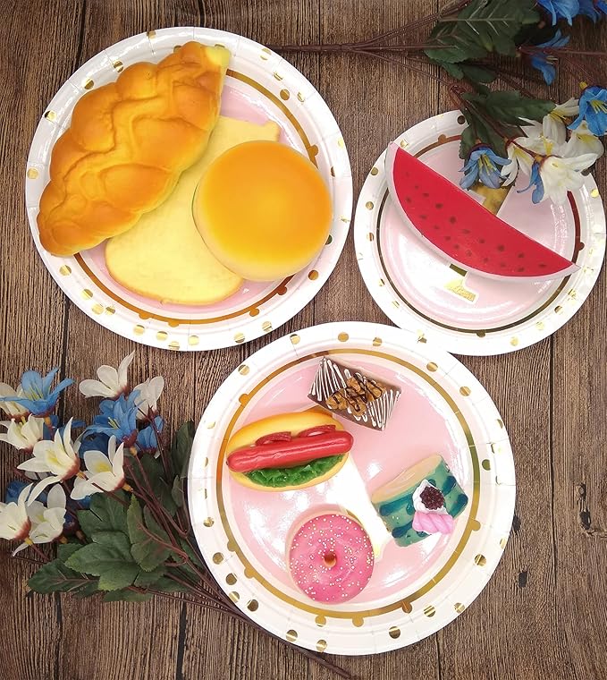 MaitianGuyou 100 Pcs 1st Party Supplies Kit, Birthday Party Plates Set - 9 & 7 Inch Paper Plates & Cups Straws for Parties, Holiday, Christmas, Baby Shower Decorations
