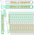 50 Packs Happy Engagement Bubbles Wedding Proposal Table Decorations White and Green Heart Bubbles Bridal Shower Favors Guests Gifts for Engagement Party Supplies (Gold)