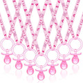 Coume 36 Pcs Shower Party Pacifiers Necklace Acrylic Pacifiers Charm Necklace for Shower Party Decorations Gender Reveal Table Scatter(Pink)